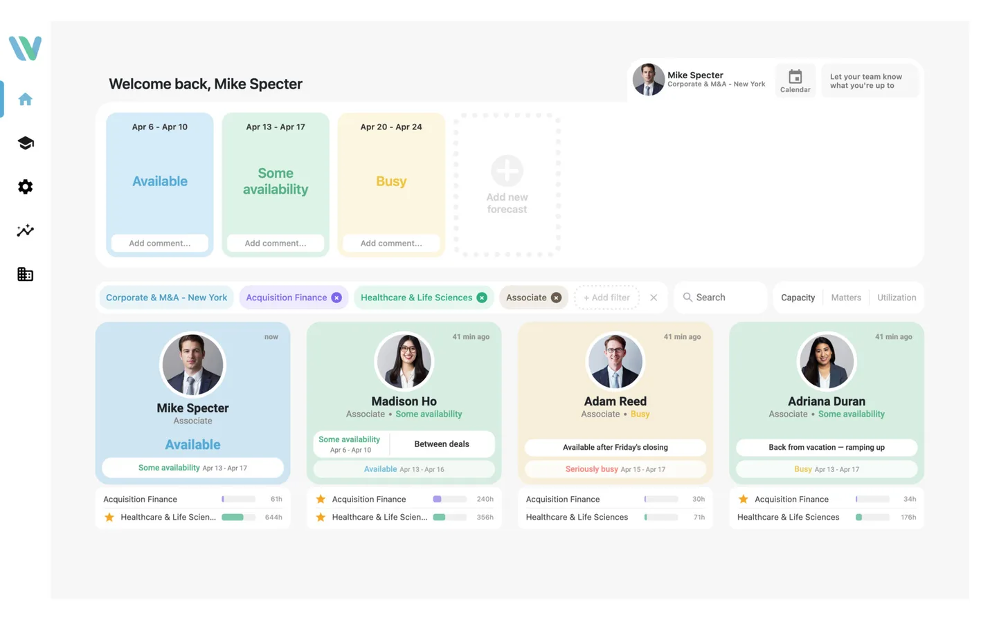 Wemble experience search results filtered by work type and availability
